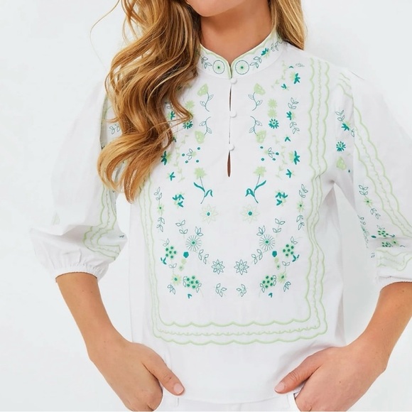 Emerson Fry Tops - HYACINTH HOUSE Green Embroidery Erin Top - Size XL